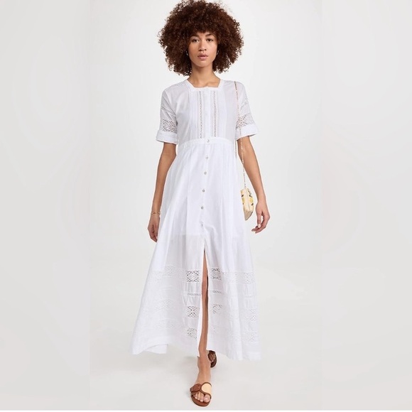 LOVESHACKFANCY Edie Cotton Maxi Dress White S - Picture 2 of 7